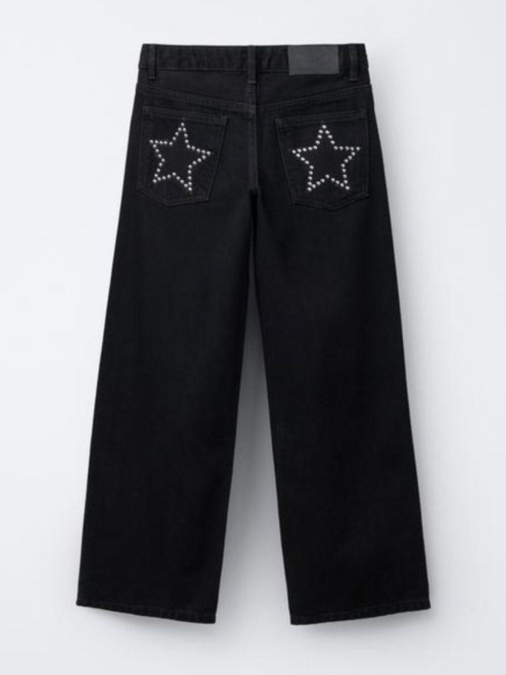 Zara Kids Girls Wide Leg Black Star Stud Pants Jeans 12-13